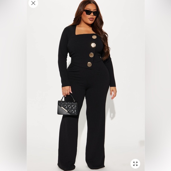 Fashion Nova Pants - Brand New Elegant Black Long Sleeve Jumpsuit With Gold Buttons